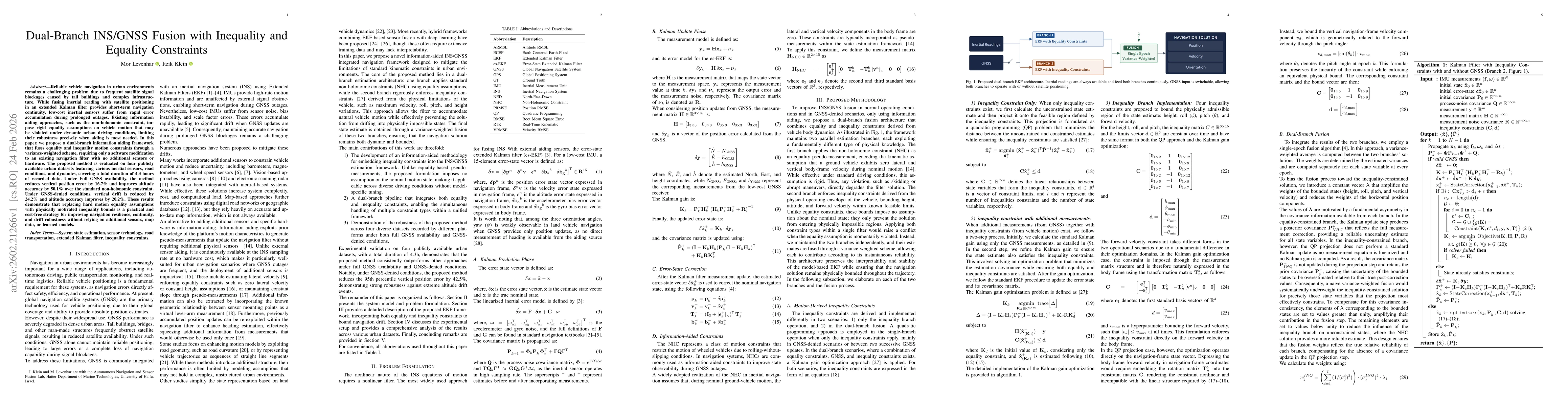 Thumbnail for Dual-Branch INS/GNSS Fusion with Inequality and Equality Constraints