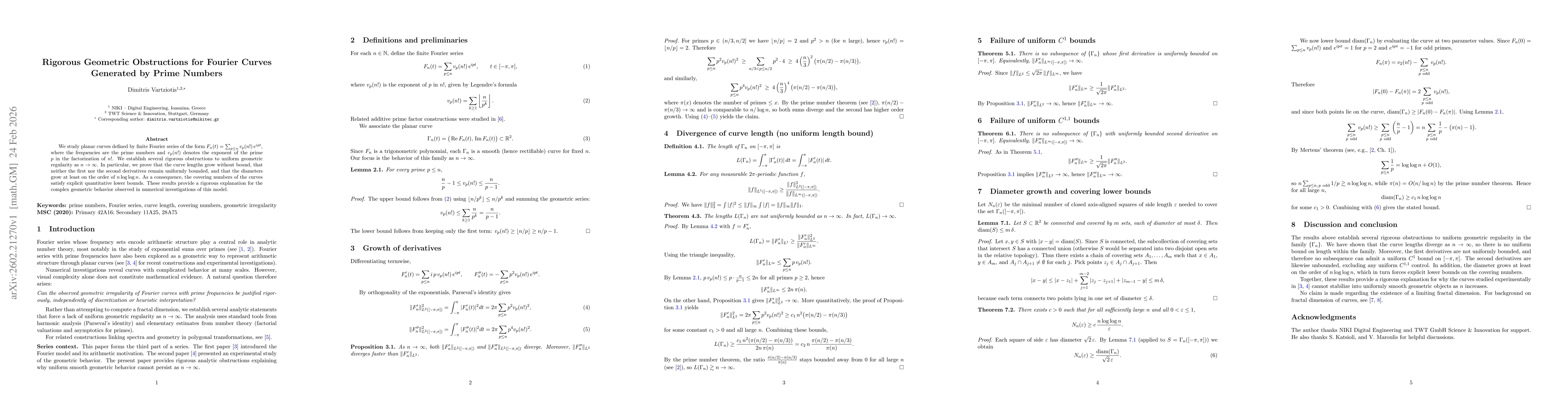 Thumbnail for Rigorous Geometric Obstructions for Fourier Curves Generated by Prime Numbers