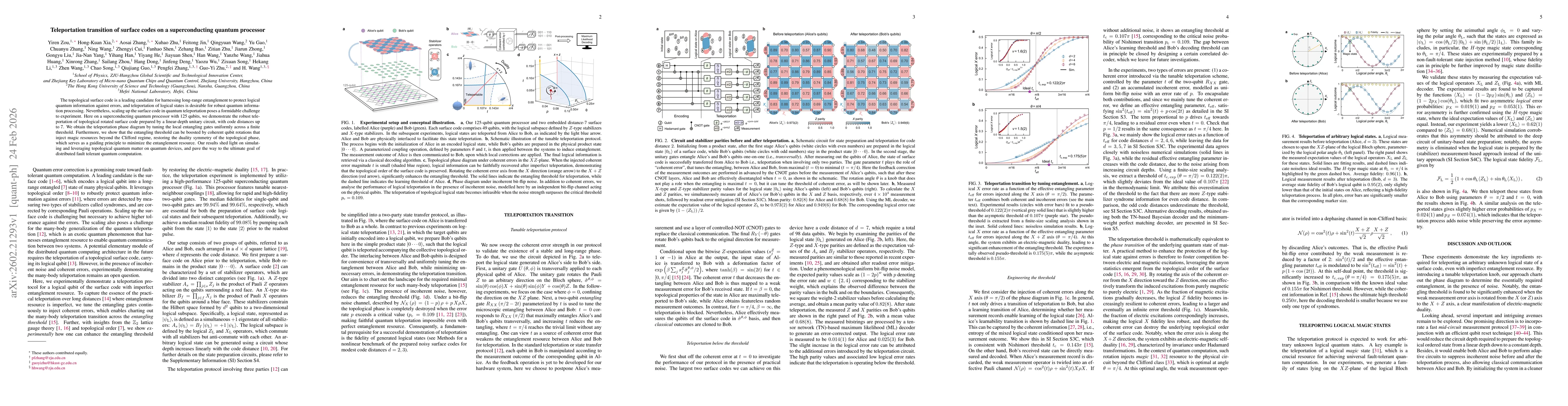 Thumbnail for Teleportation transition of surface codes on a superconducting quantum processor