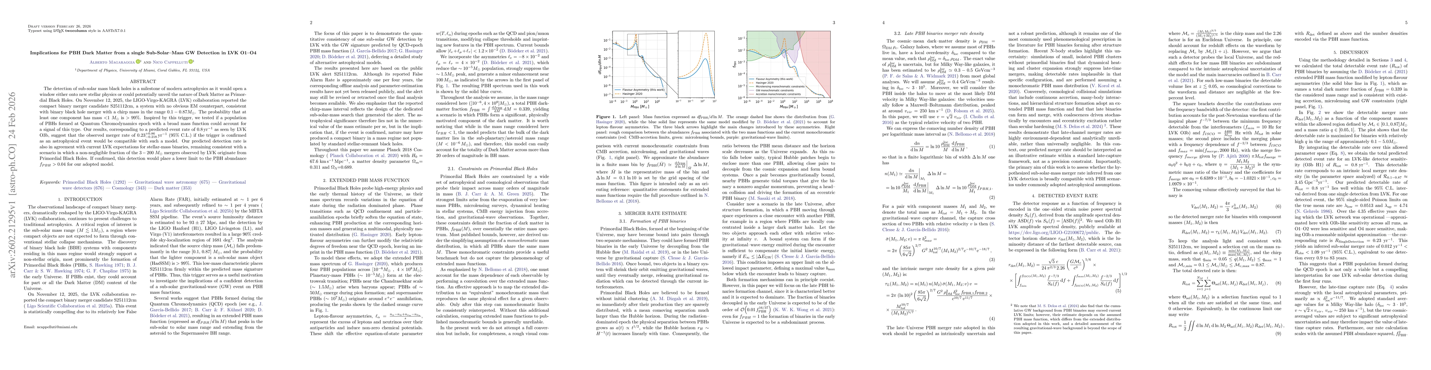 Thumbnail for Implications for PBH Dark Matter from a single Sub-Solar$\unicode{x2013}$GW Detection in LVK O1$\unicode{x2013}$O4