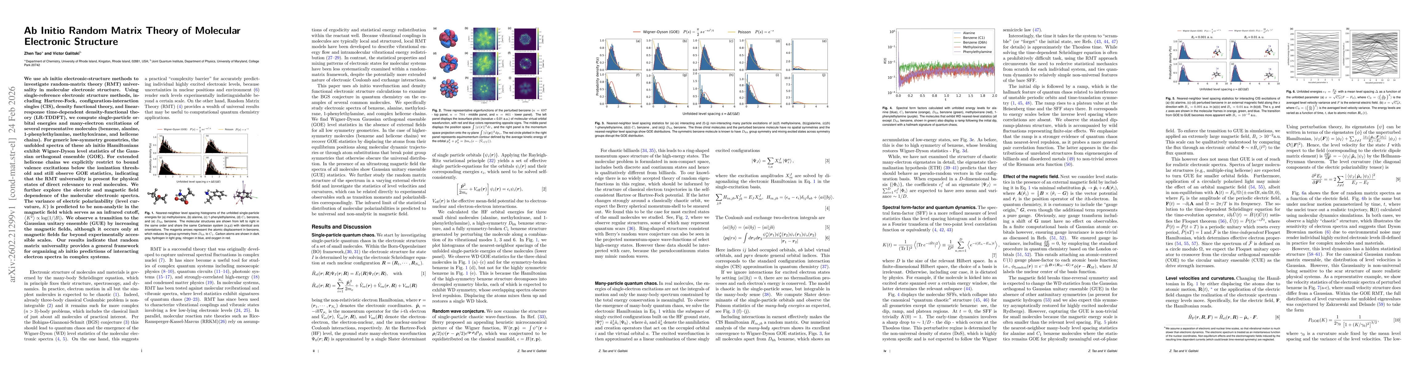 Thumbnail for Ab Initio Random Matrix Theory of Molecular Electronic Structure