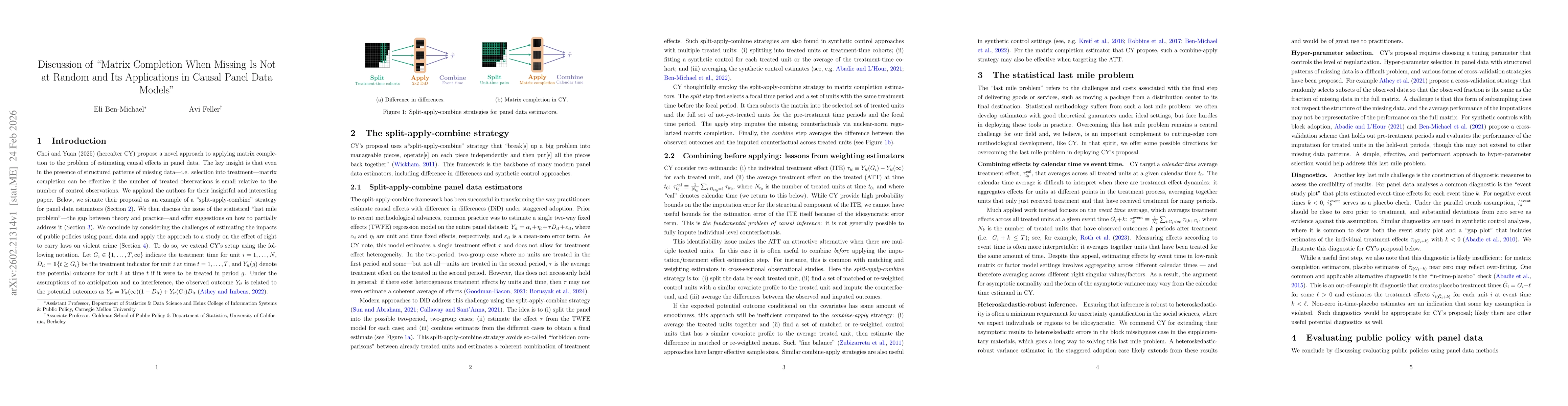 Thumbnail for Discussion of "Matrix Completion When Missing Is Not at Random and Its Applications in Causal Panel Data Models"