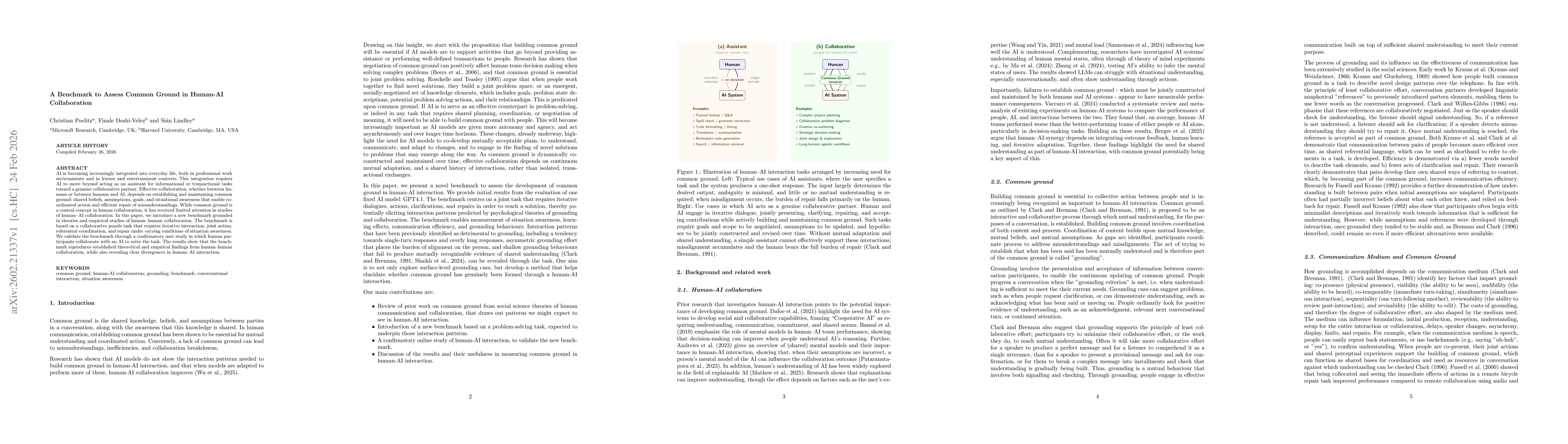 Thumbnail for A Benchmark to Assess Common Ground in Human-AI Collaboration
