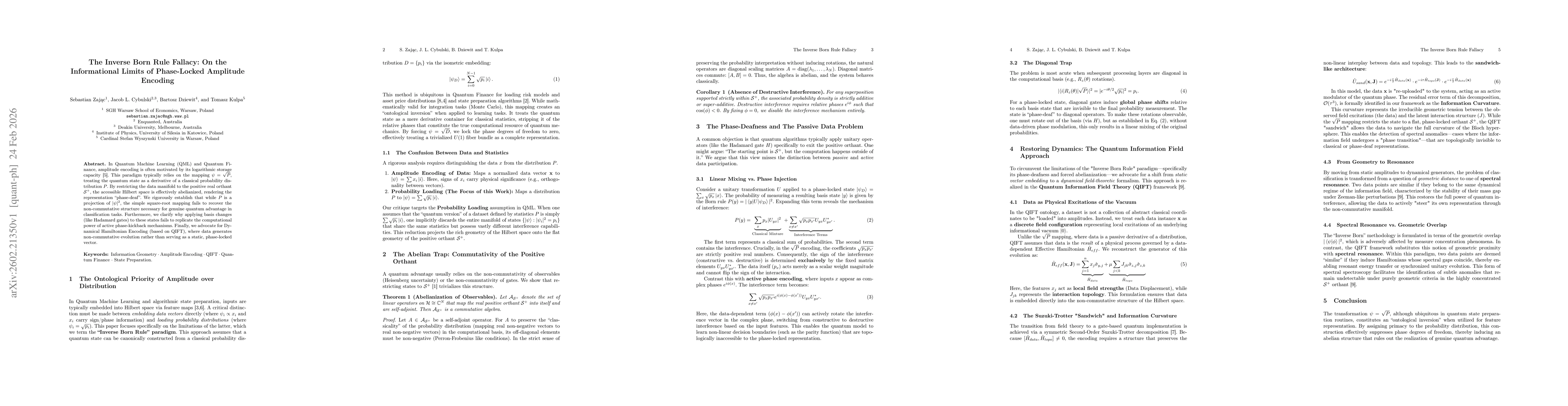 Thumbnail for The Inverse Born Rule Fallacy: On the Informational Limits of Phase-Locked Amplitude Encoding