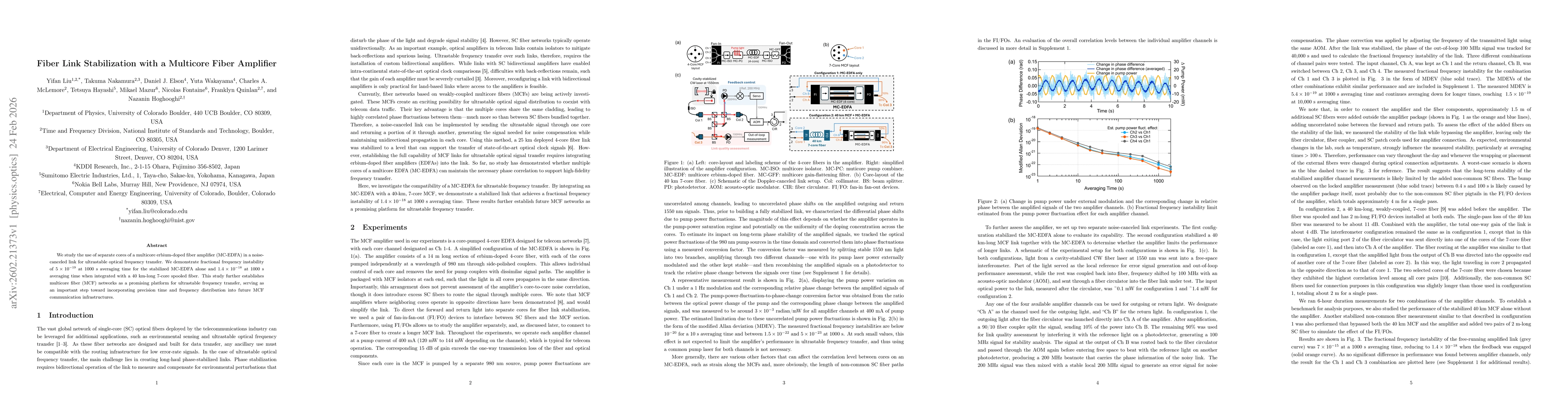 Thumbnail for Fiber Link Stabilization with a Multicore Fiber Amplifier
