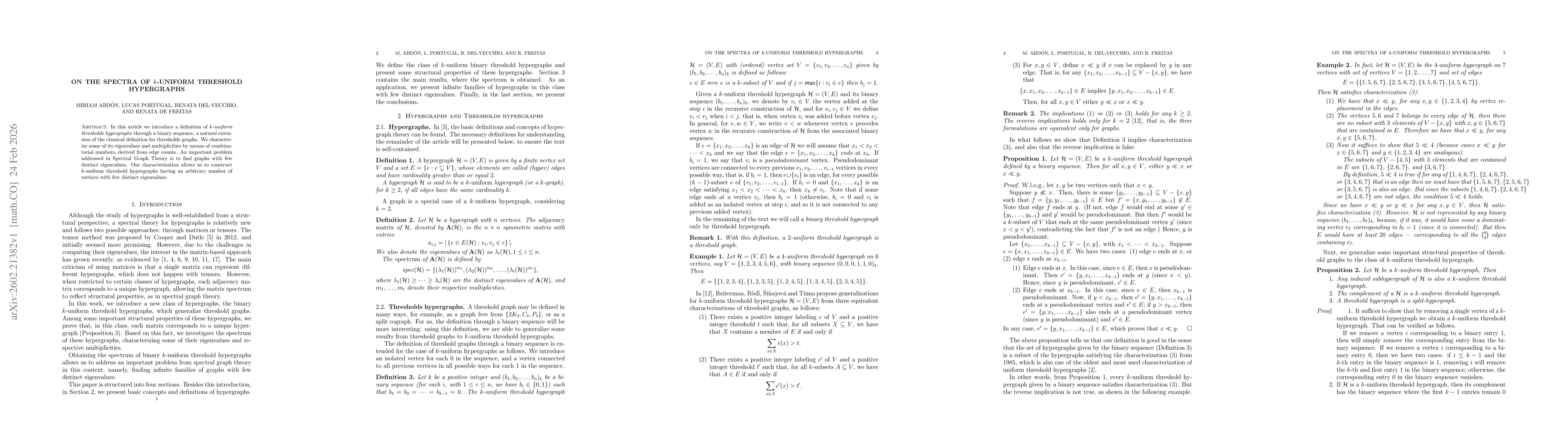 Thumbnail for On the spectra of k-uniform threshold hypergraphs