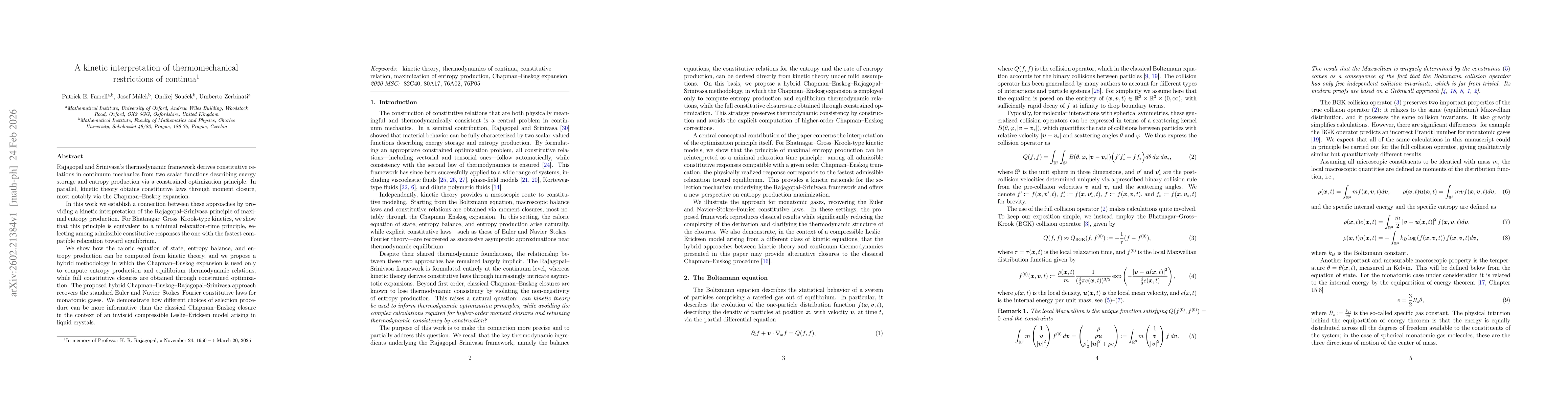 Thumbnail for A kinetic interpretation of thermomechanical restrictions of continua