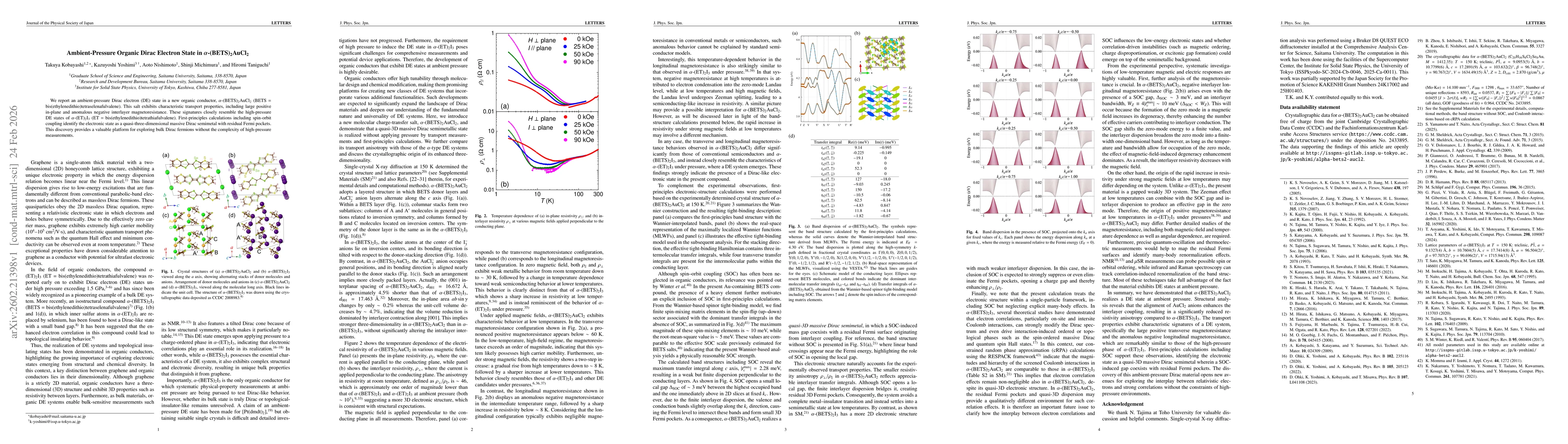 Thumbnail for Ambient-Pressure Organic Dirac Electron State in $α$-(BETS)$_2$AuCl$_2$