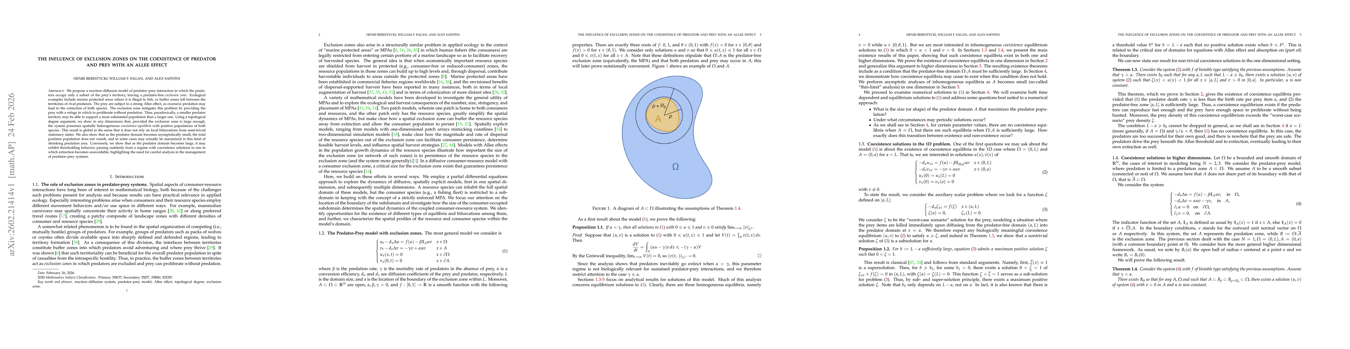 Thumbnail for The Influence of Exclusion Zones on the Coexistence of Predator and Prey with an Allee Effect