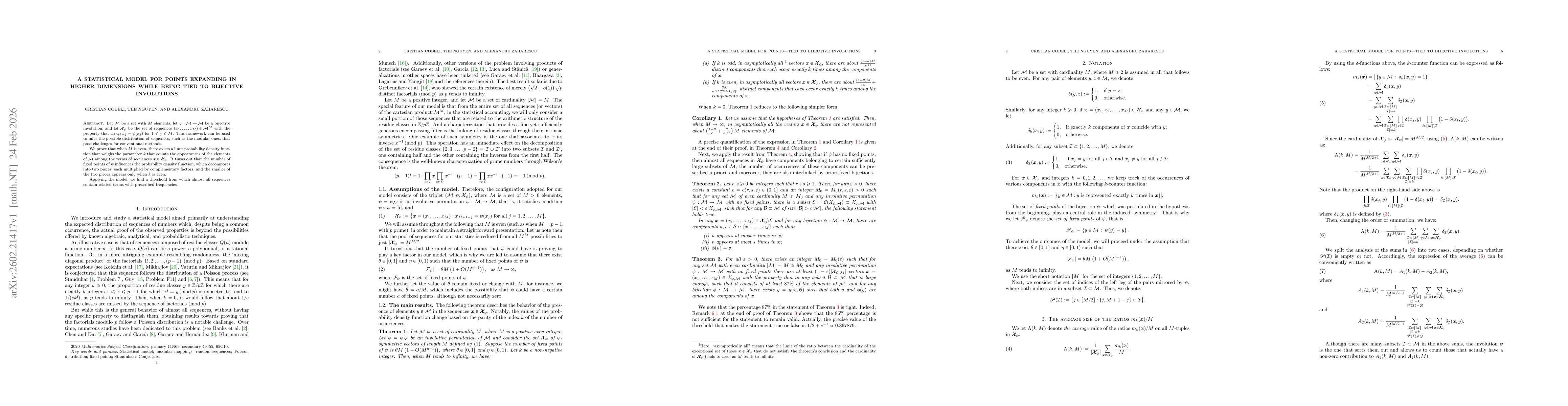 Thumbnail for A statistical model for points expanding in higher dimensions while being tied to bijective involutions