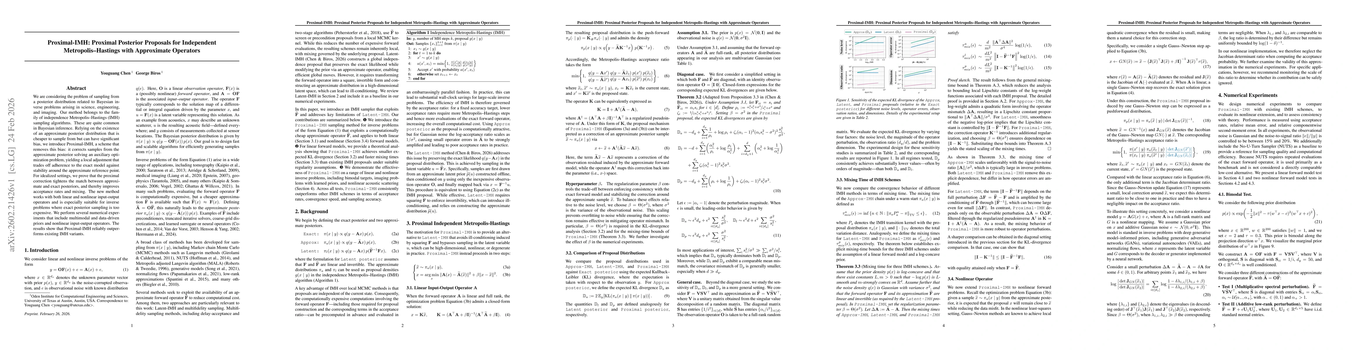 Thumbnail for Proximal-IMH: Proximal Posterior Proposals for Independent Metropolis-Hastings with Approximate Operators