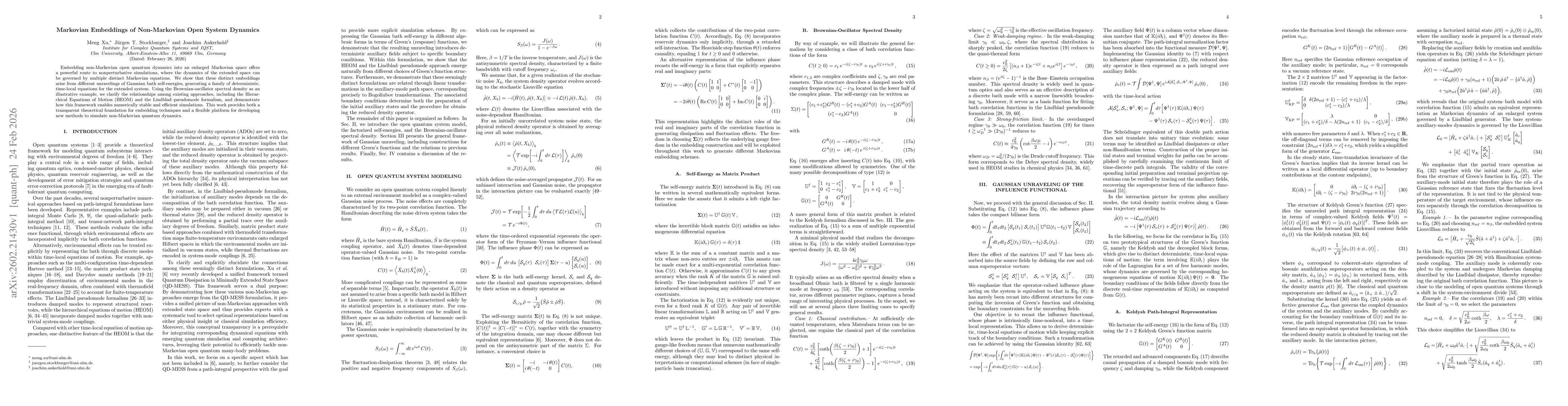 Thumbnail for Markovian Embeddings of Non-Markovian Open System Dynamics