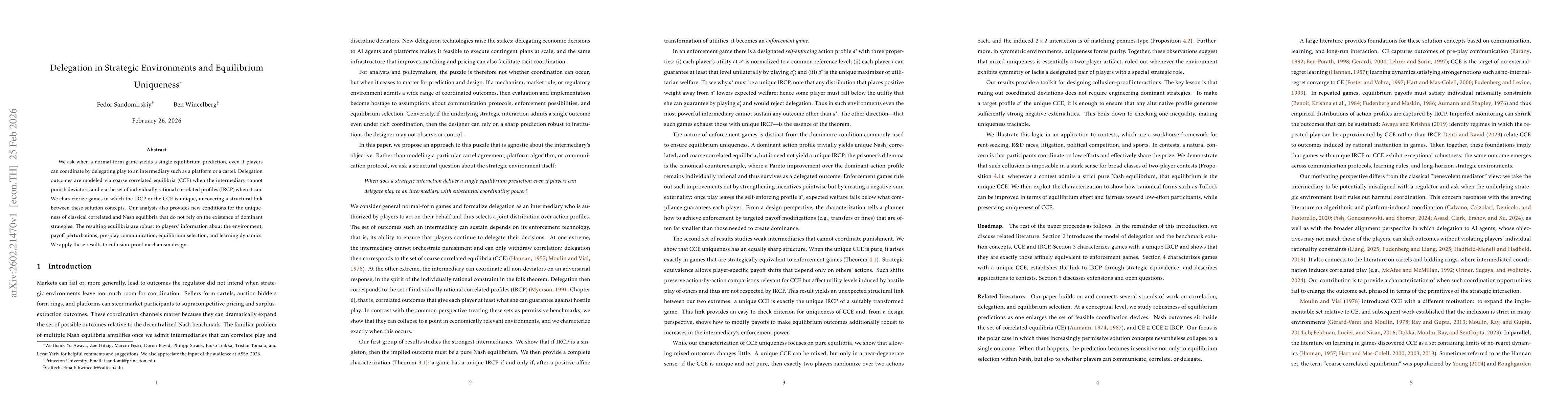 Thumbnail for Delegation in Strategic Environments and Equilibrium Uniqueness