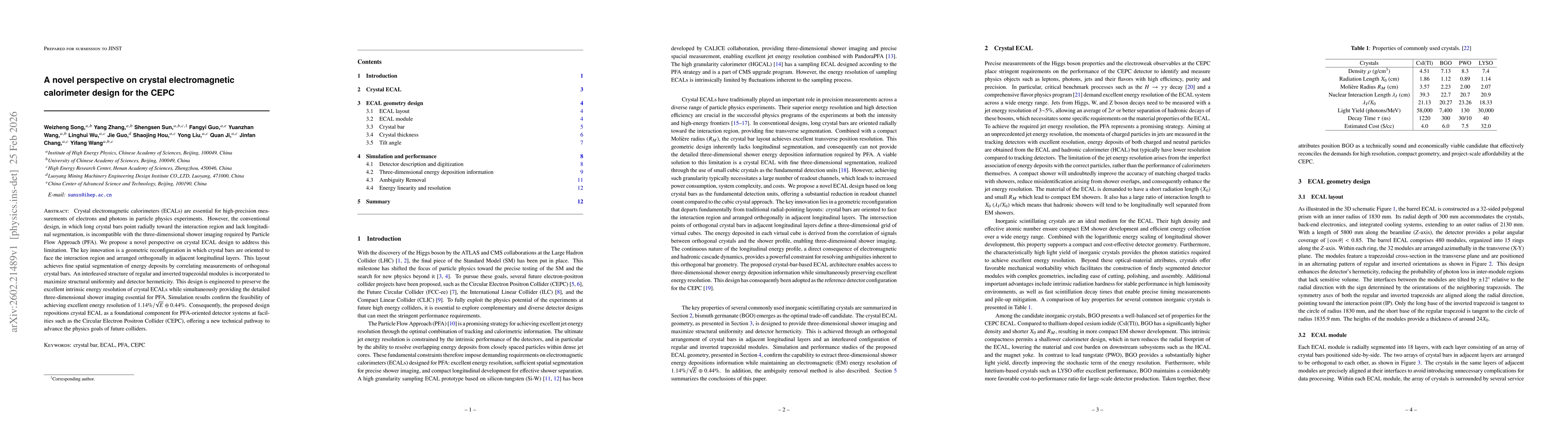 Thumbnail for A novel perspective on crystal electromagnetic calorimeter design for the CEPC