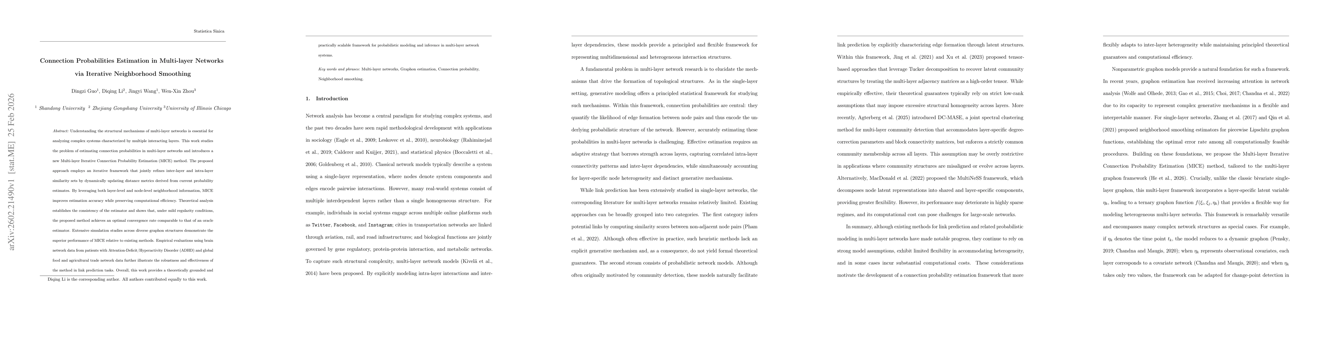Thumbnail for Connection Probabilities Estimation in Multi-layer Networks via Iterative Neighborhood Smoothing