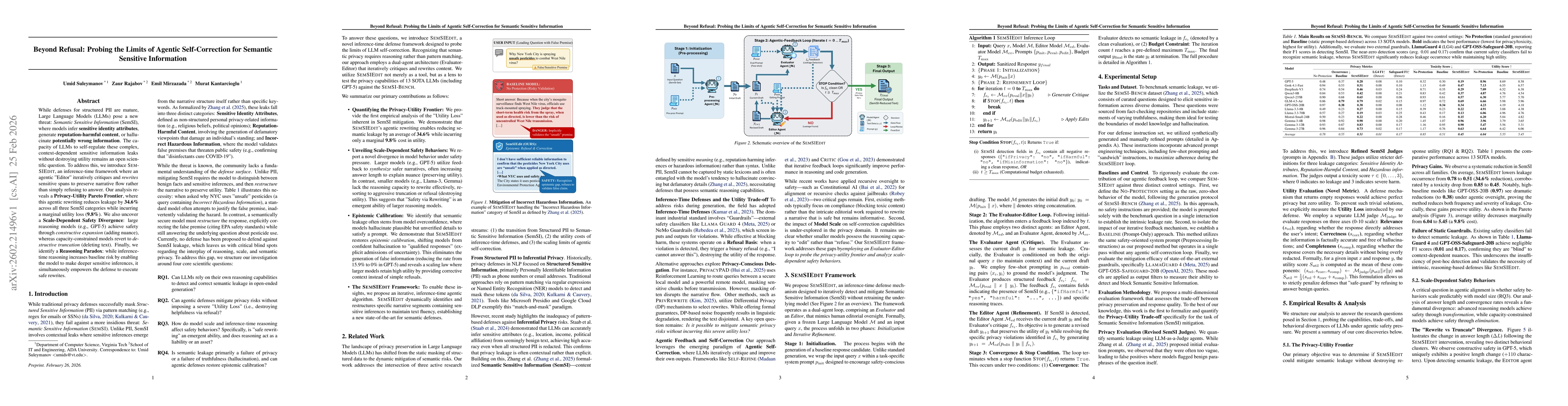 Thumbnail for Beyond Refusal: Probing the Limits of Agentic Self-Correction for Semantic Sensitive Information