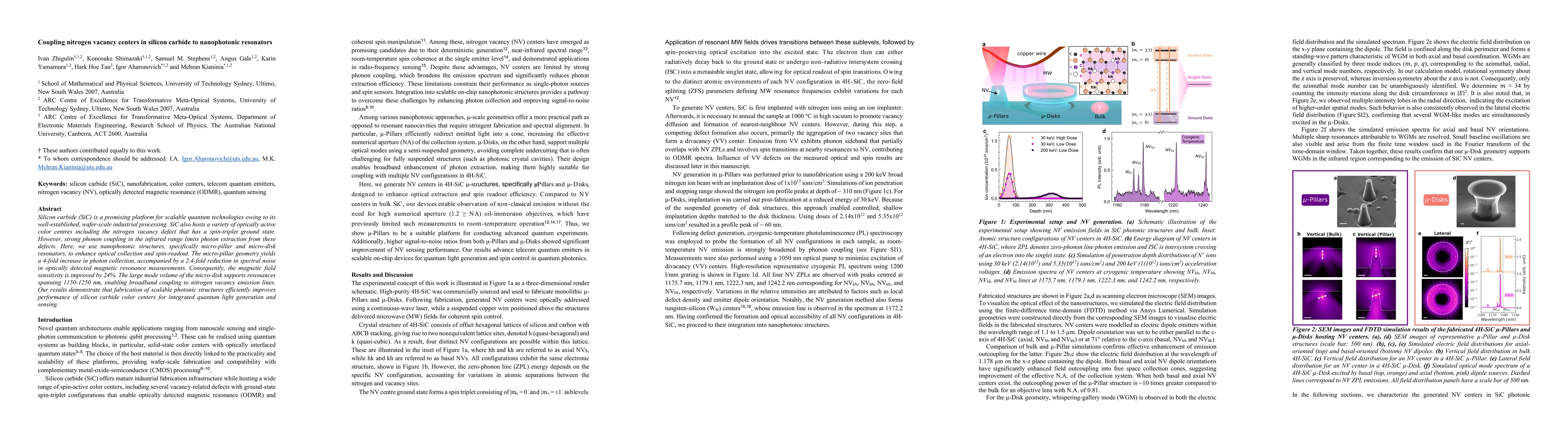 Thumbnail for Coupling nitrogen vacancy centers in silicon carbide to nanophotonic resonators