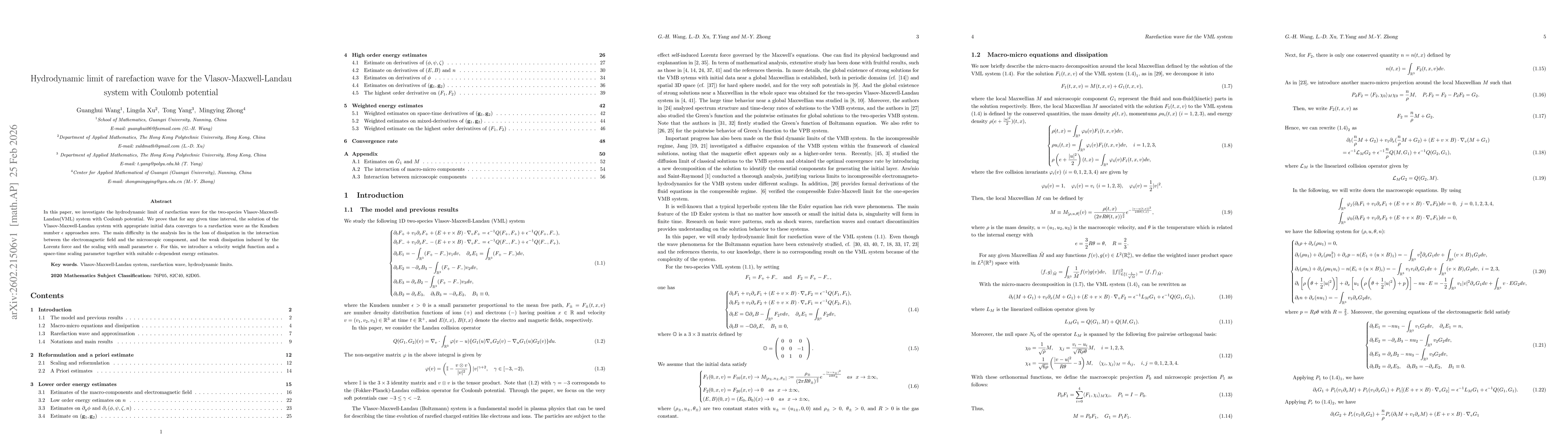 Thumbnail for Hydrodynamic limit of rarefaction wave for the Vlasov-Maxwell-Landau system with Coulomb potential