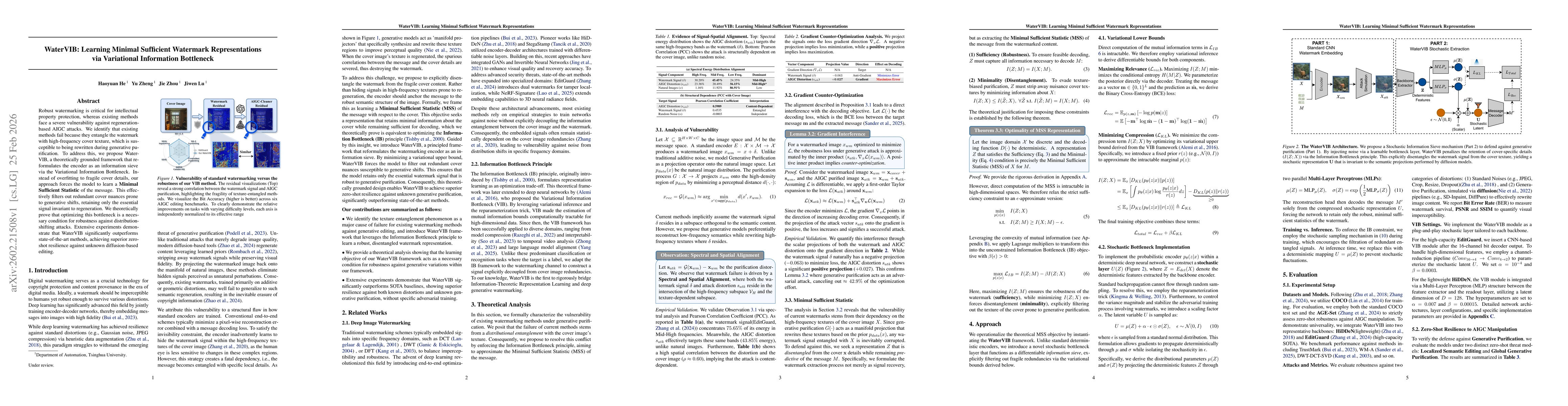 Thumbnail for WaterVIB: Learning Minimal Sufficient Watermark Representations via Variational Information Bottleneck