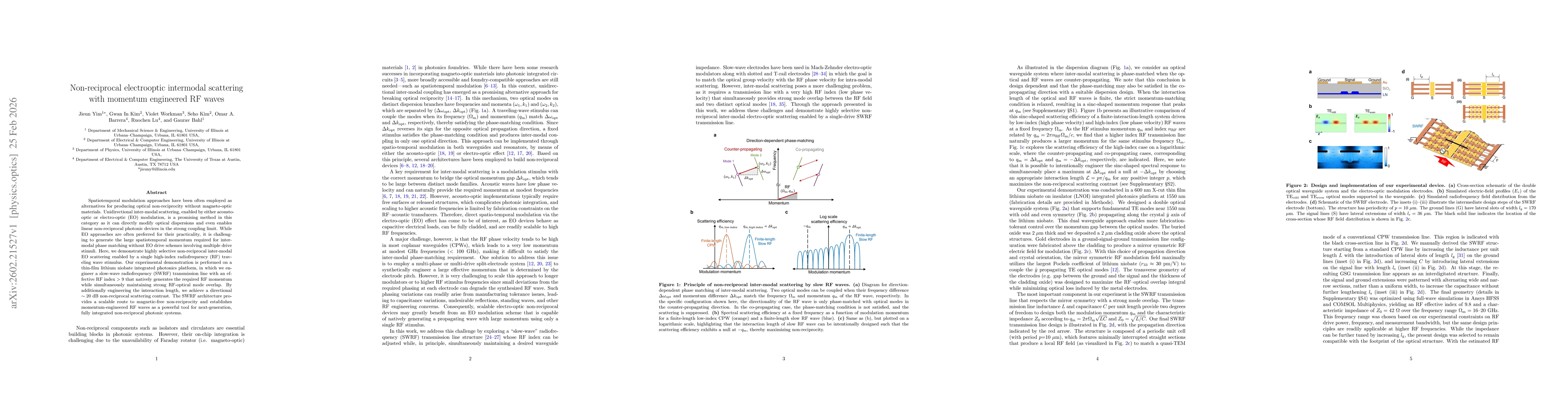 Thumbnail for Non-reciprocal electrooptic intermodal scattering with momentum engineered RF waves