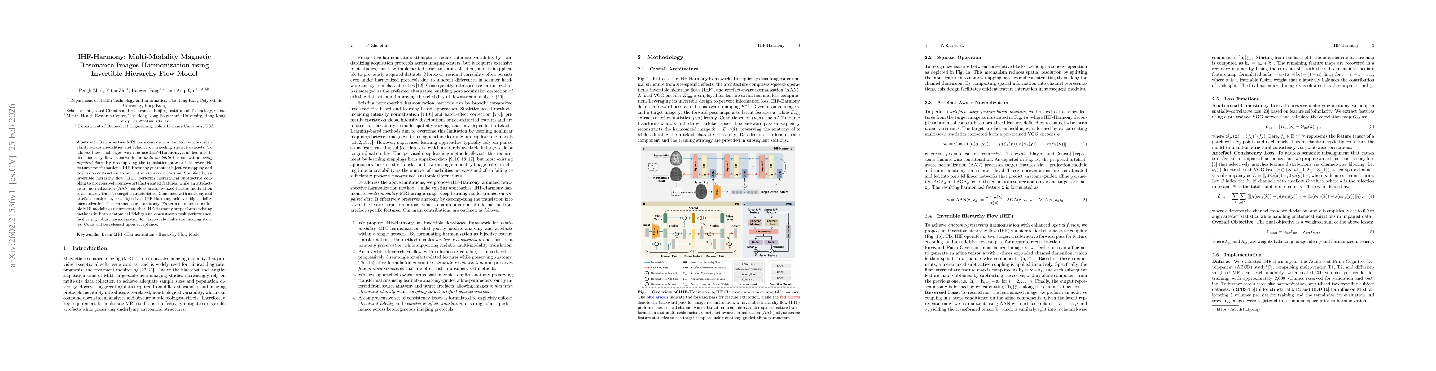 Thumbnail for IHF-Harmony: Multi-Modality Magnetic Resonance Images Harmonization using Invertible Hierarchy Flow Model