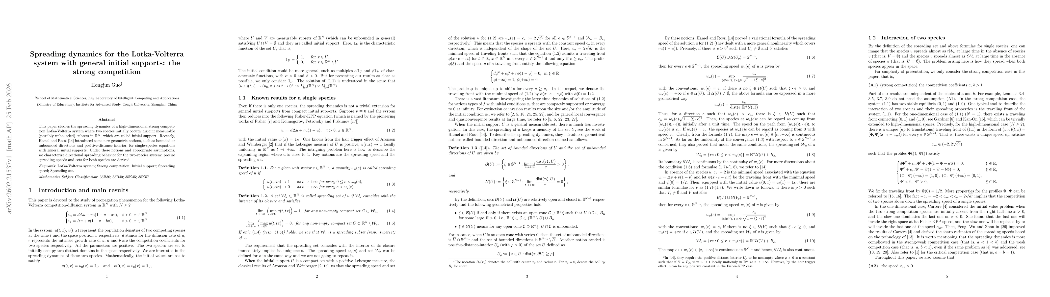 Thumbnail for Spreading dynamics for the Lotka-Volterra system with general initial supports: the strong competition
