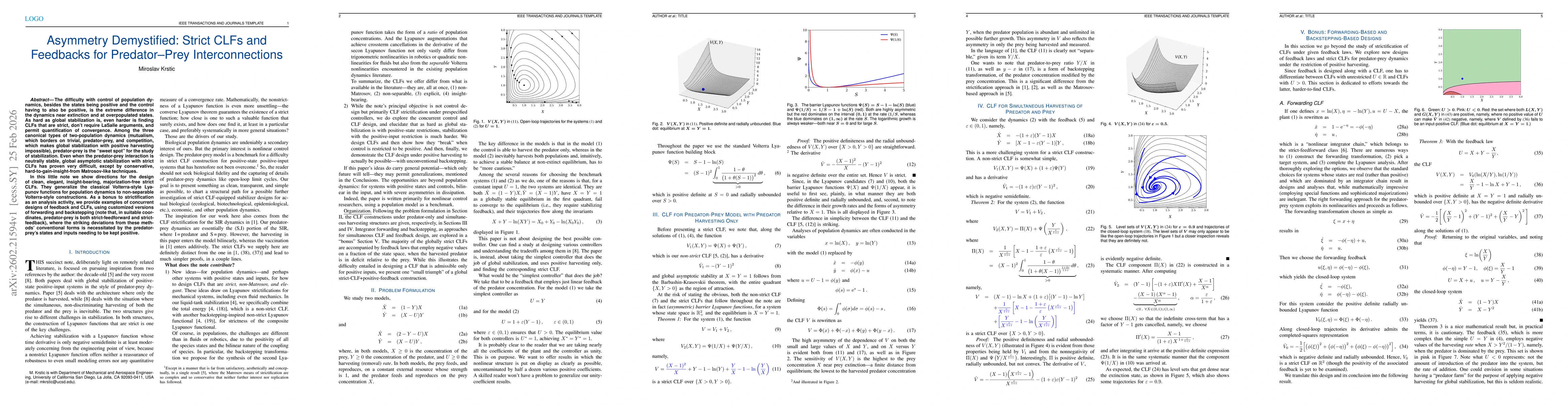 Thumbnail for Asymmetry Demystified: Strict CLFs and Feedbacks for Predator-Prey Interconnections
