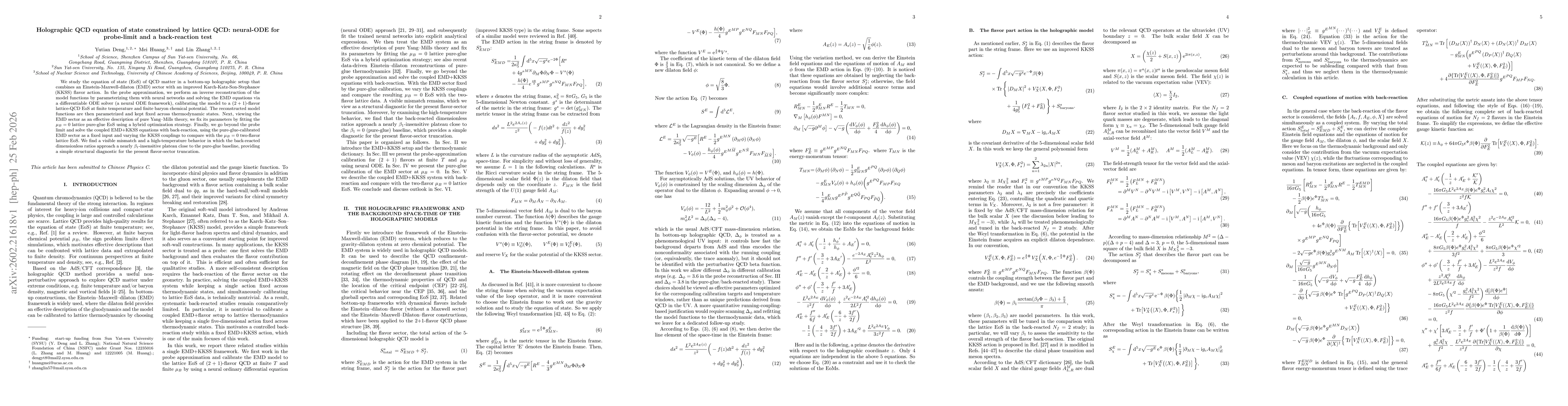Thumbnail for Holographic QCD equation of state constrained by lattice QCD: neural-ODE for probe-limit and a back-reaction test