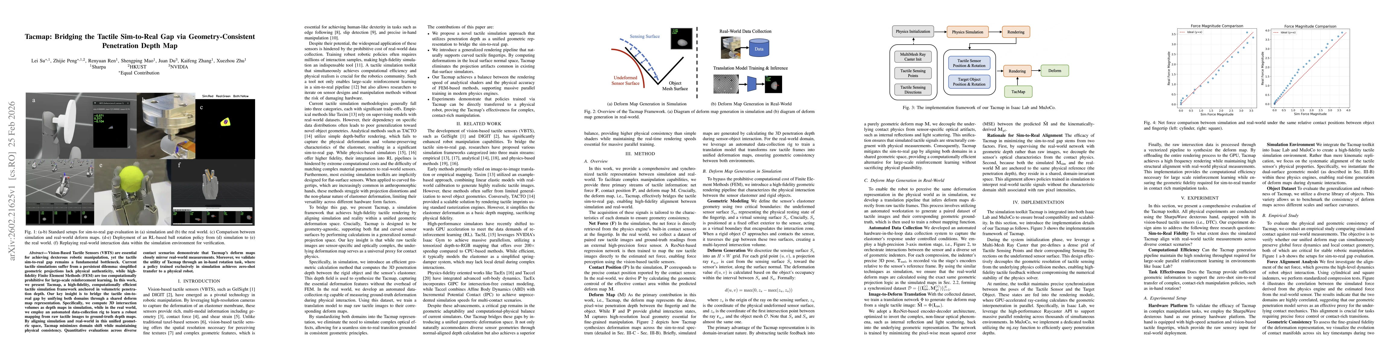 Thumbnail for Tacmap: Bridging the Tactile Sim-to-Real Gap via Geometry-Consistent Penetration Depth Map
