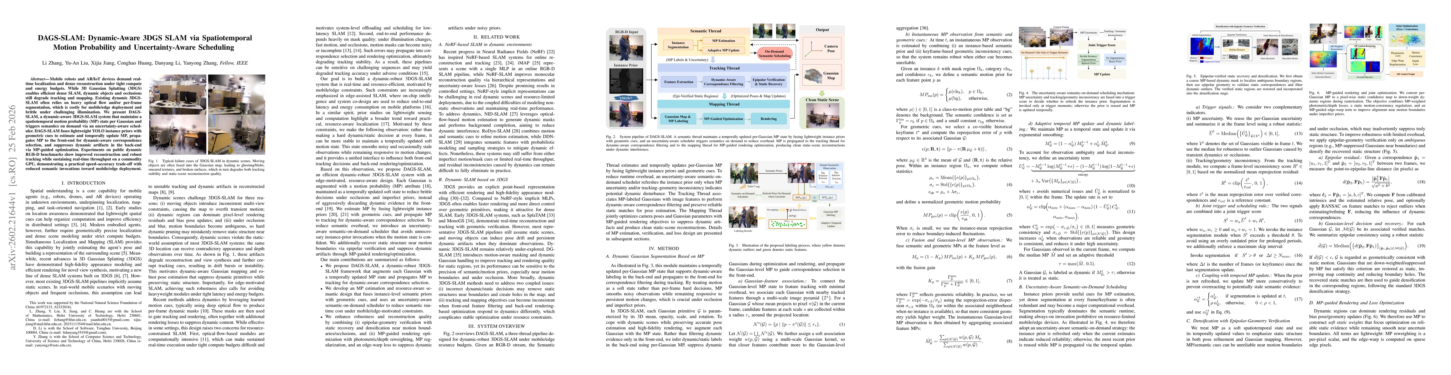 Thumbnail for DAGS-SLAM: Dynamic-Aware 3DGS SLAM via Spatiotemporal Motion Probability and Uncertainty-Aware Scheduling