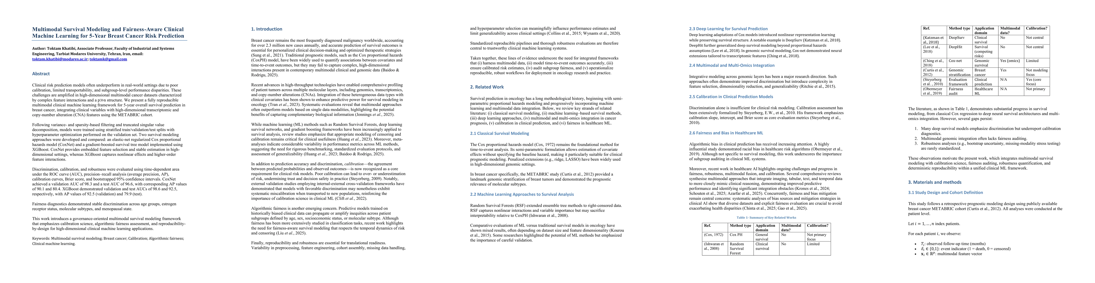 Thumbnail for Multimodal Survival Modeling and Fairness-Aware Clinical Machine Learning for 5-Year Breast Cancer Risk Prediction