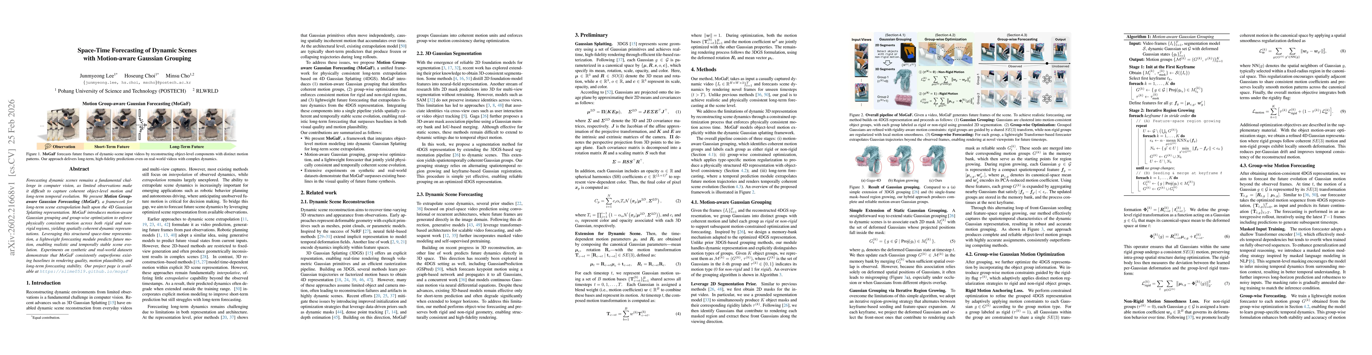 Thumbnail for Space-Time Forecasting of Dynamic Scenes with Motion-aware Gaussian Grouping