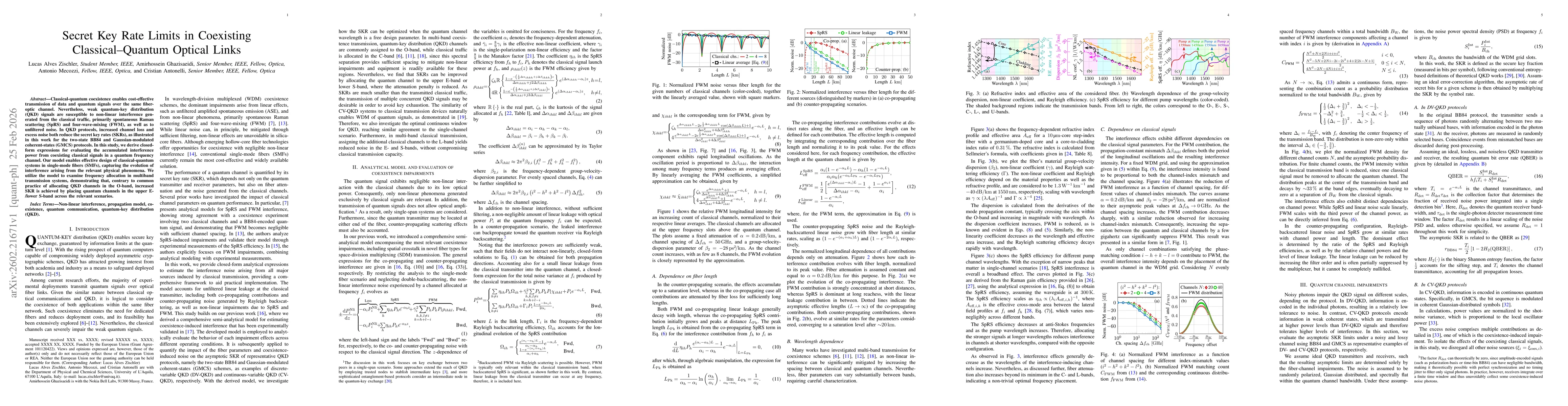 Thumbnail for Secret Key Rate Limits in Coexisting Classical-Quantum Optical Links
