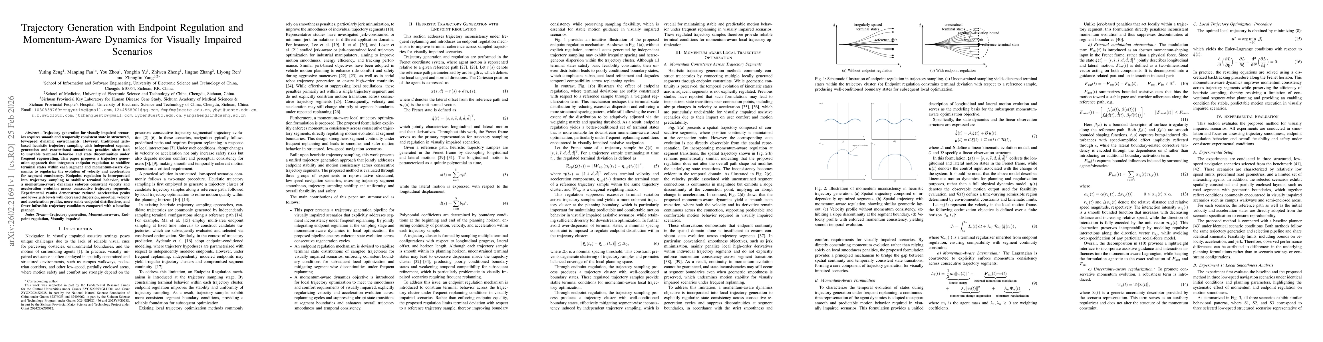 Thumbnail for Trajectory Generation with Endpoint Regulation and Momentum-Aware Dynamics for Visually Impaired Scenarios