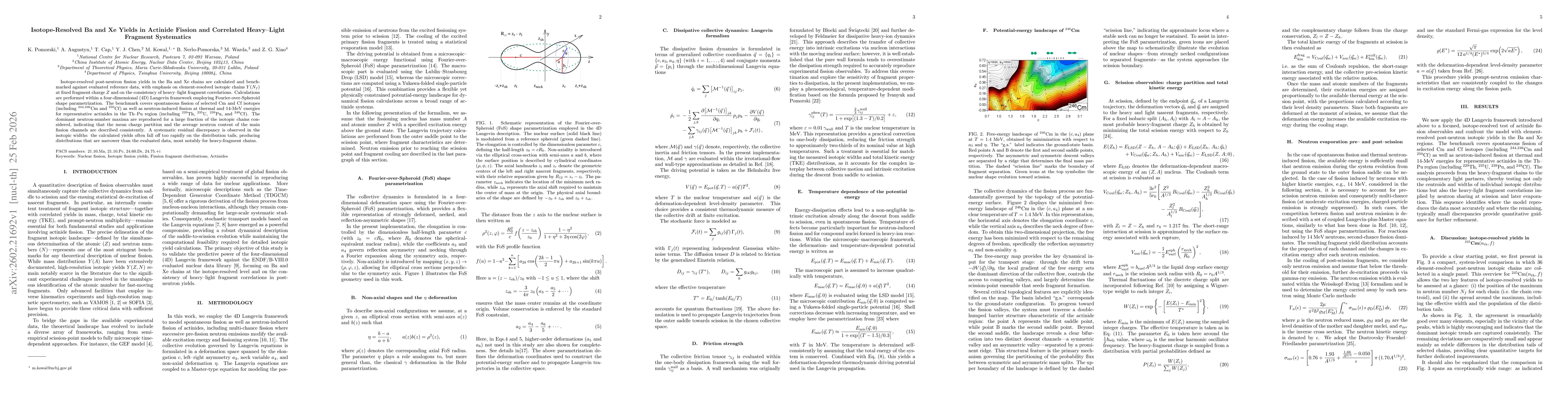 Thumbnail for Isotope-Resolved Ba and Xe Yields in Actinide Fission and Correlated Heavy--Light Fragment Systematics