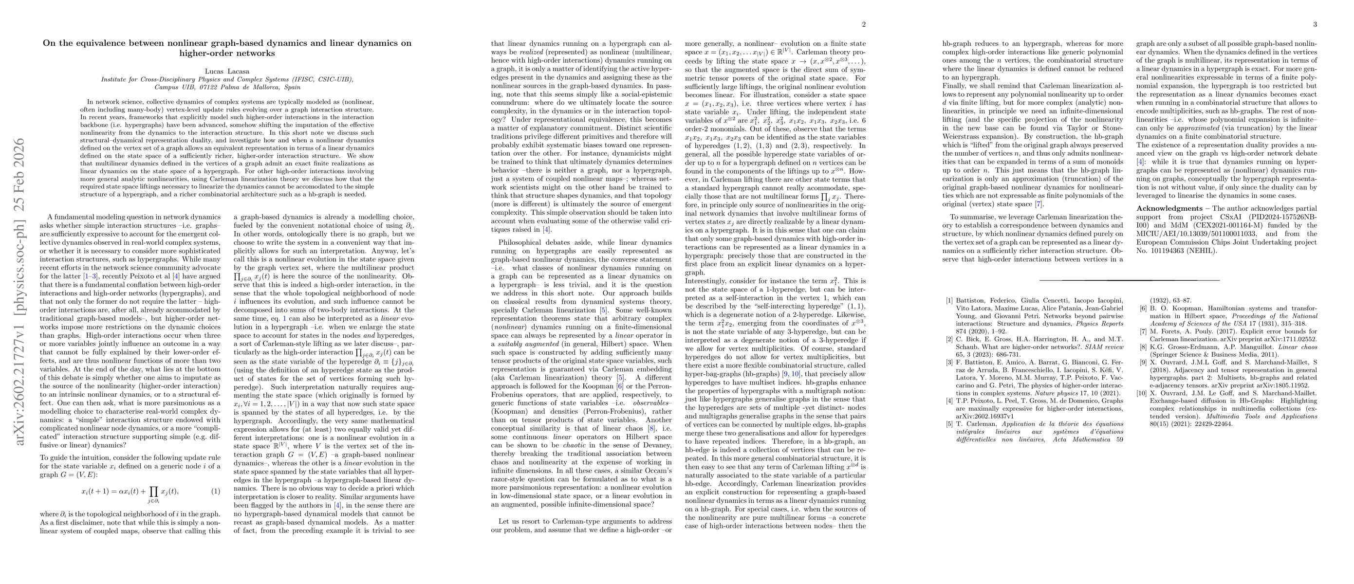 Thumbnail for On the equivalence between nonlinear graph-based dynamics and linear dynamics on higher-order networks