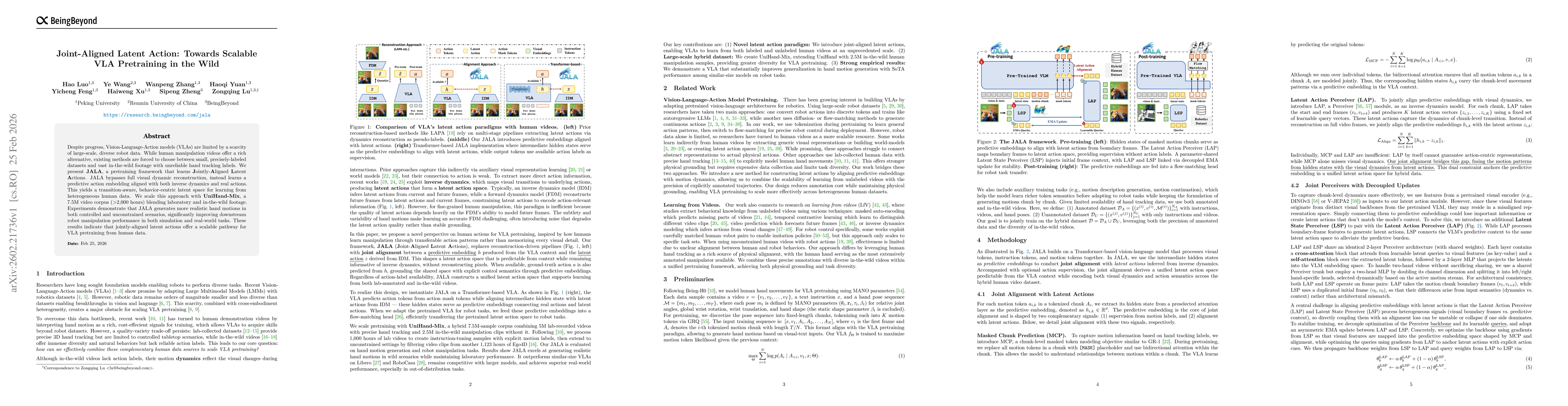 Thumbnail for Joint-Aligned Latent Action: Towards Scalable VLA Pretraining in the Wild