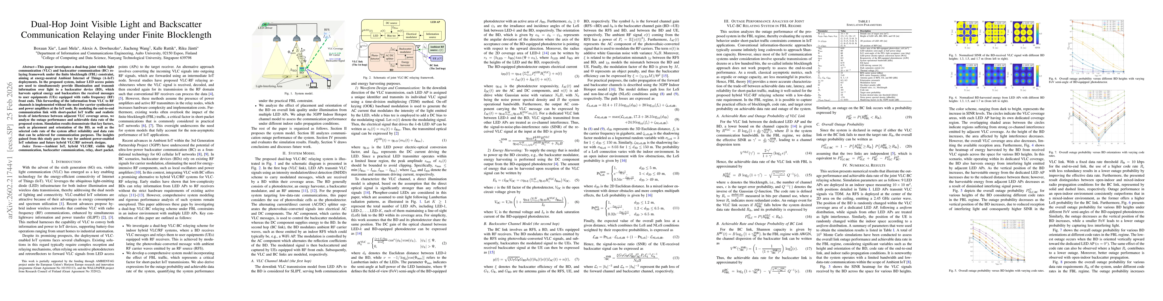 Thumbnail for Dual-Hop Joint Visible Light and Backscatter Communication Relaying under Finite Blocklength