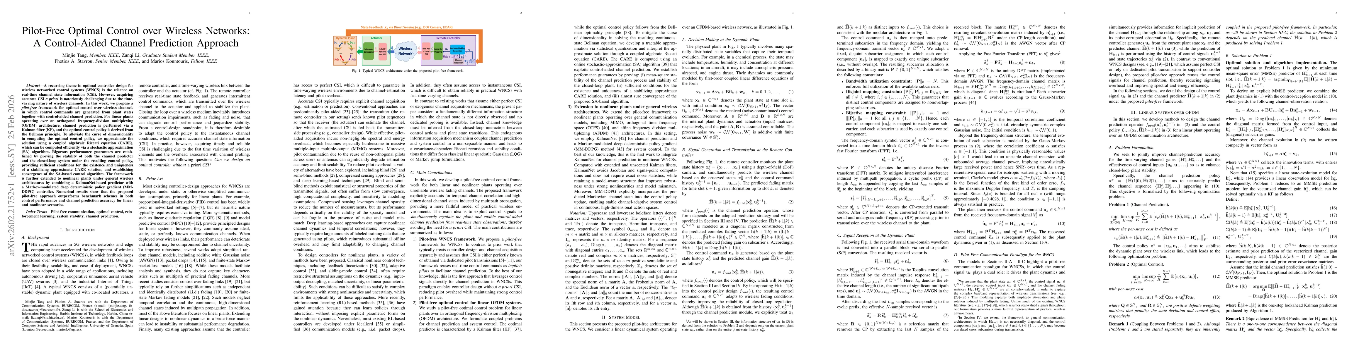 Thumbnail for Pilot-Free Optimal Control over Wireless Networks: A Control-Aided Channel Prediction Approach