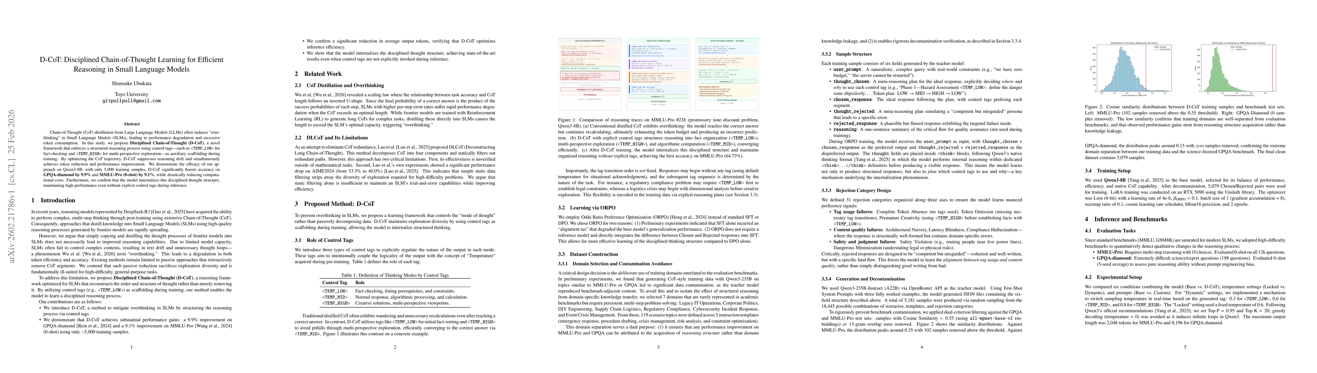 Thumbnail for D-COT: Disciplined Chain-of-Thought Learning for Efficient Reasoning in Small Language Models