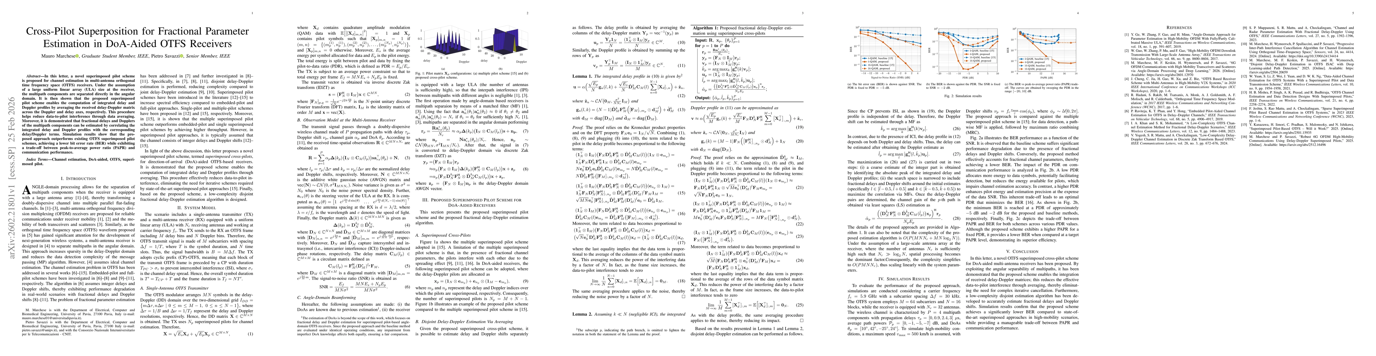 Thumbnail for Cross-Pilot Superposition for Fractional Parameter Estimation in DoA-Aided OTFS Receivers
