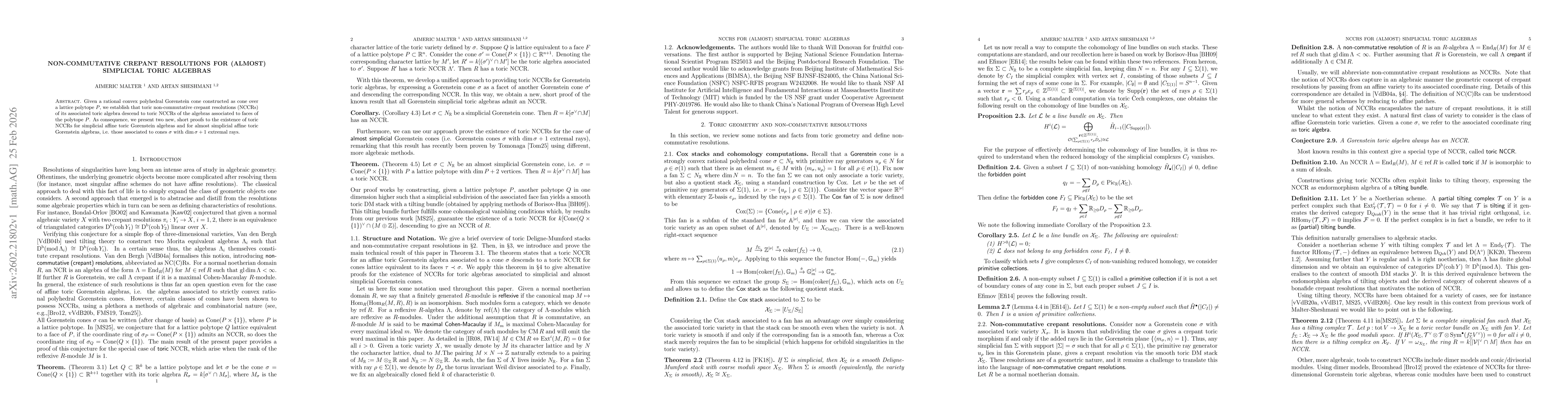 Thumbnail for Non-commutative crepant resolutions for (almost) simplicial toric algebras