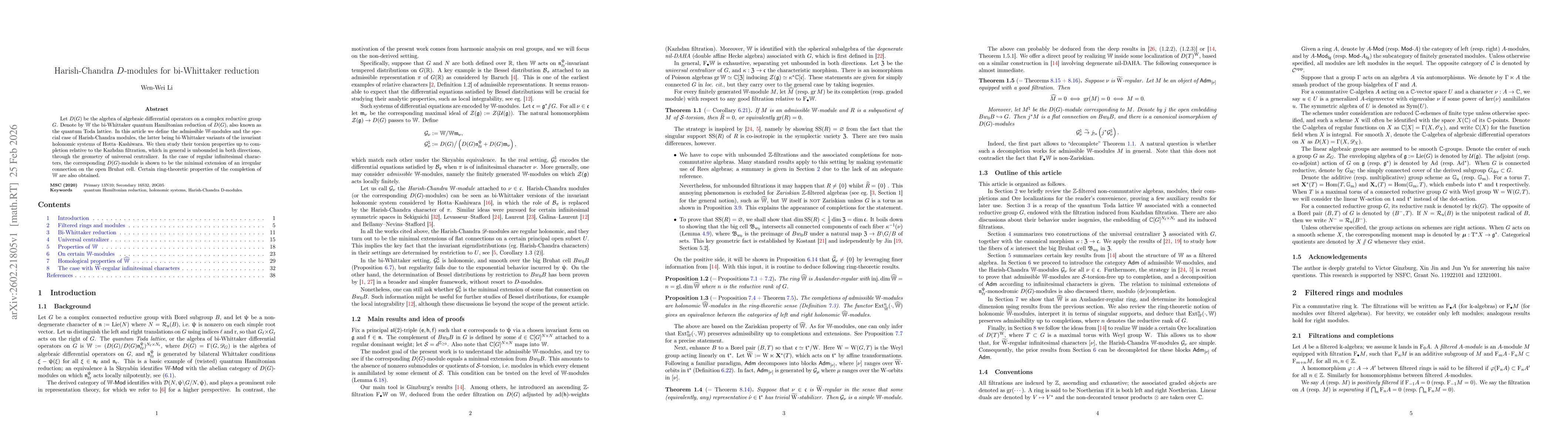 Thumbnail for Harish-Chandra D-modules for bi-Whittaker reduction
