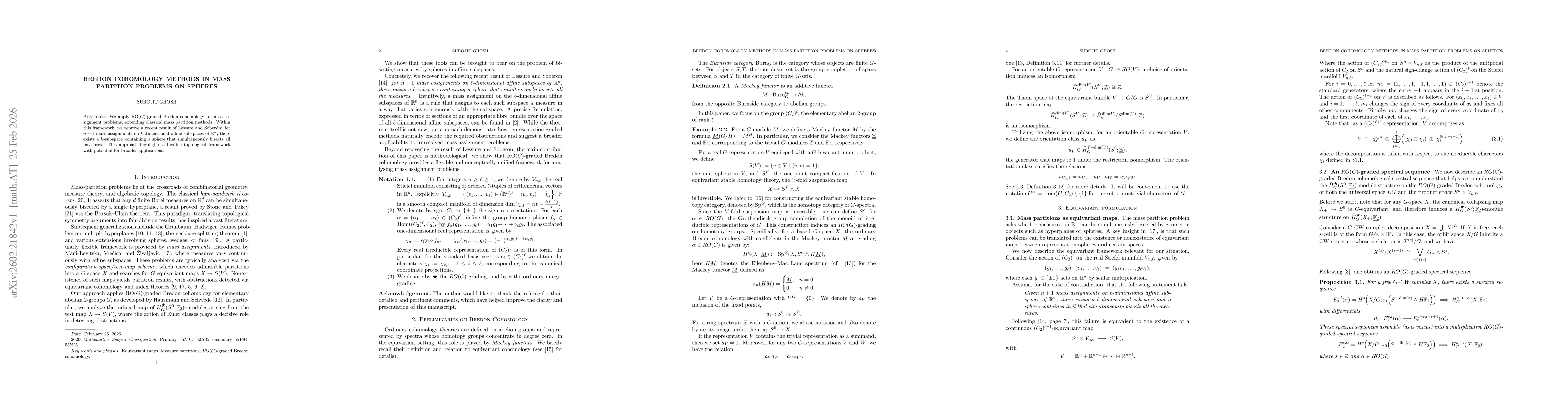 Thumbnail for Bredon cohomology methods in mass partition problems on spheres