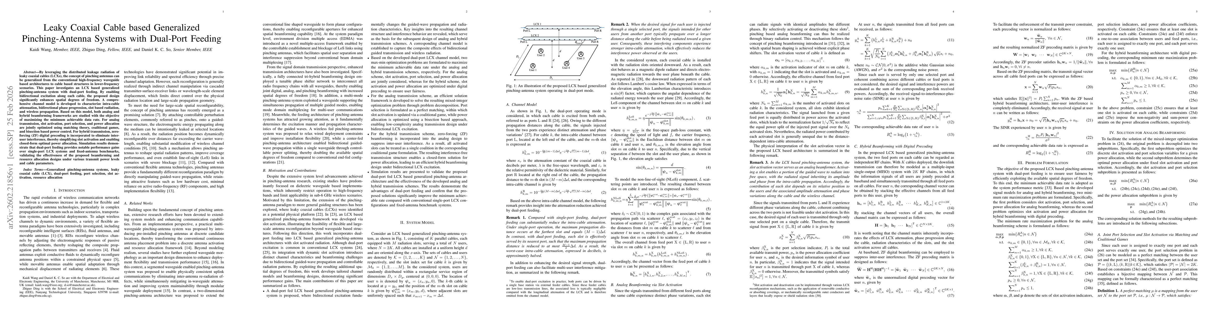 Thumbnail for Leaky Coaxial Cable based Generalized Pinching-Antenna Systems with Dual-Port Feeding