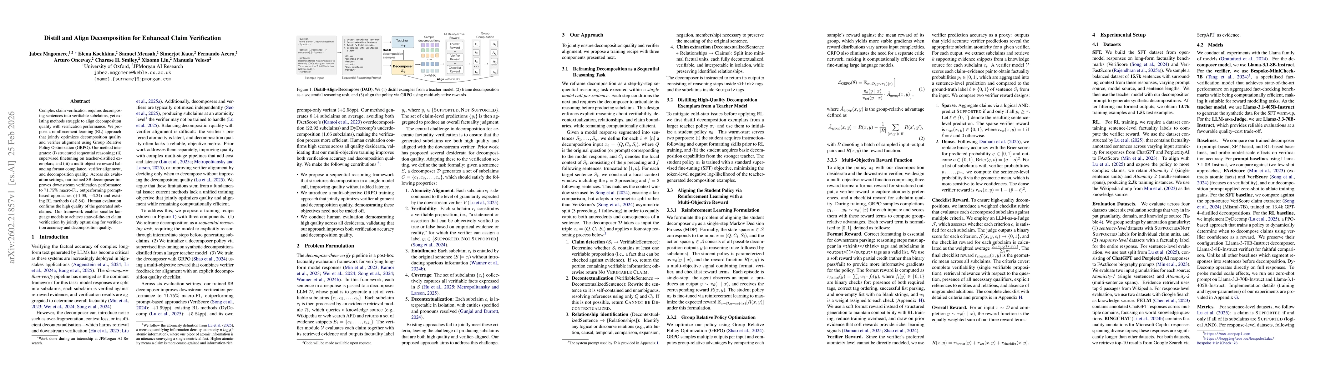 Thumbnail for Distill and Align Decomposition for Enhanced Claim Verification