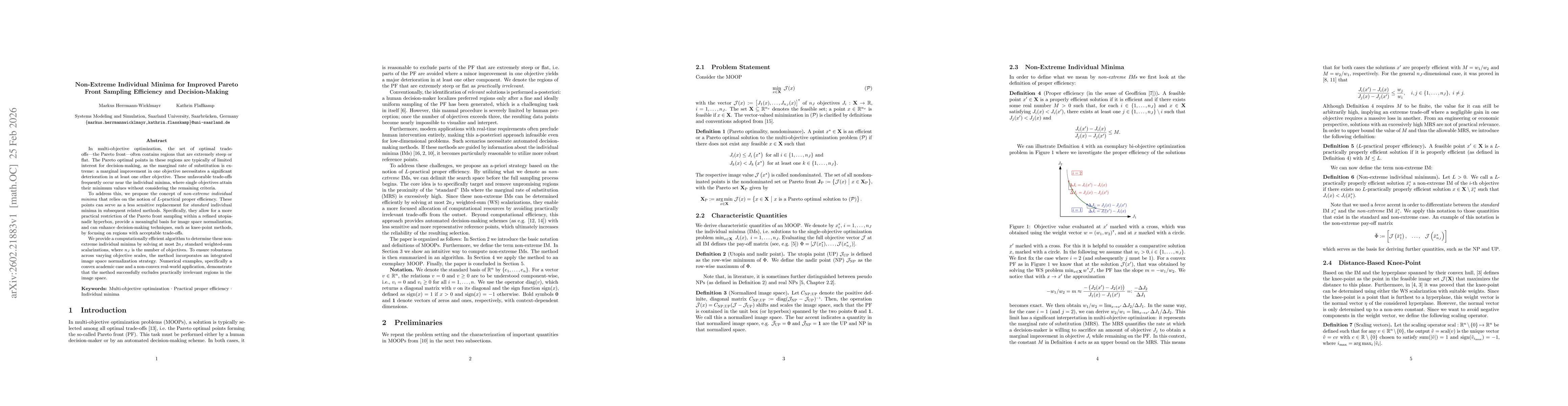 Thumbnail for Non-Extreme Individual Minima for Improved Pareto Front Sampling Efficiency and Decision-Making