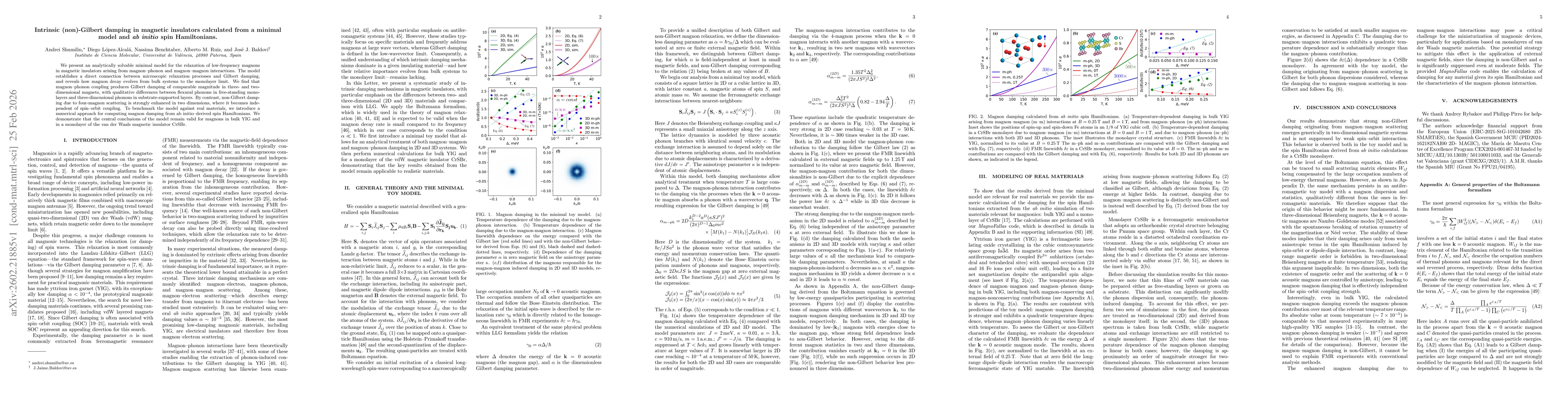 Thumbnail for Intrinsic (non)-Gilbert damping in magnetic insulators calculated from a minimal model and \textit{ab initio} spin Hamiltonians