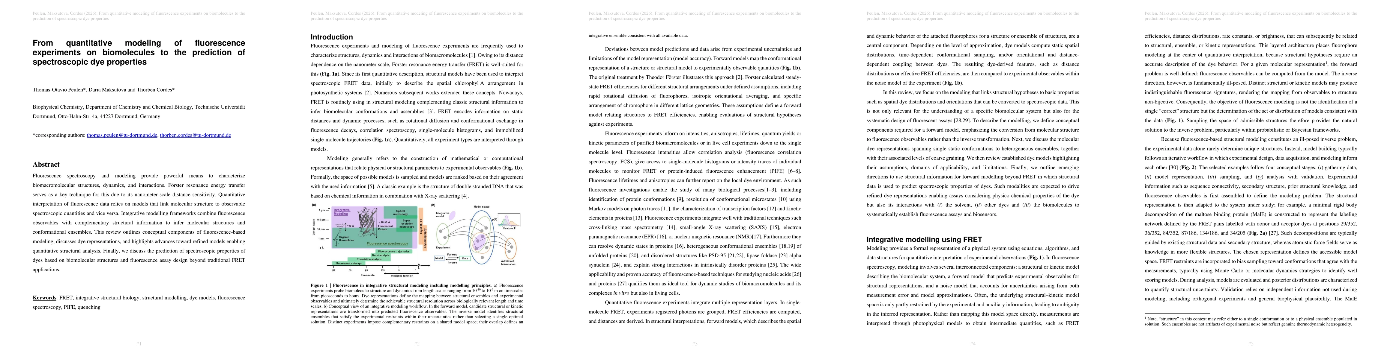 Thumbnail for From quantitative modeling of fluorescence experiments on biomolecules to the prediction of spectroscopic dye properties