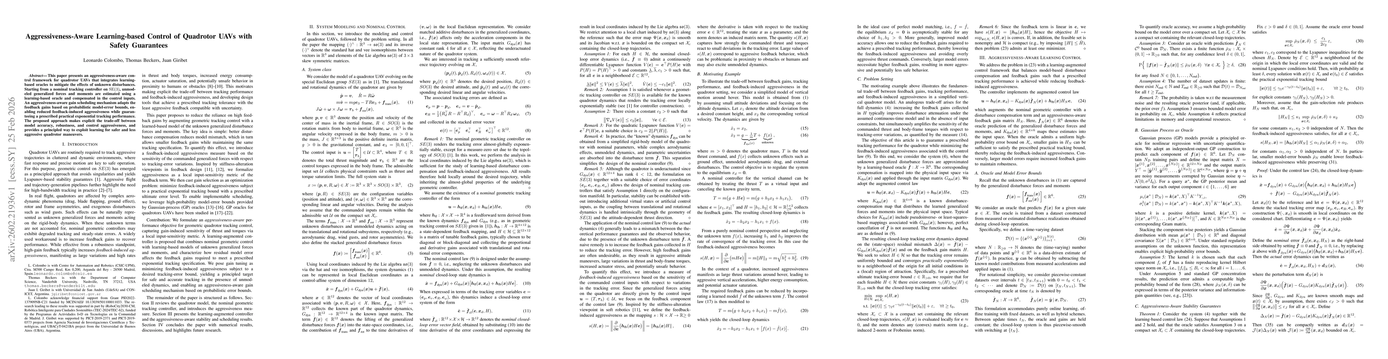 Thumbnail for Aggressiveness-Aware Learning-based Control of Quadrotor UAVs with Safety Guarantees